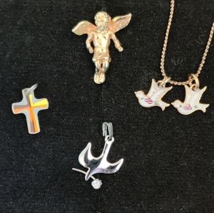 Silver Gold Crystal Christian Charms Lot